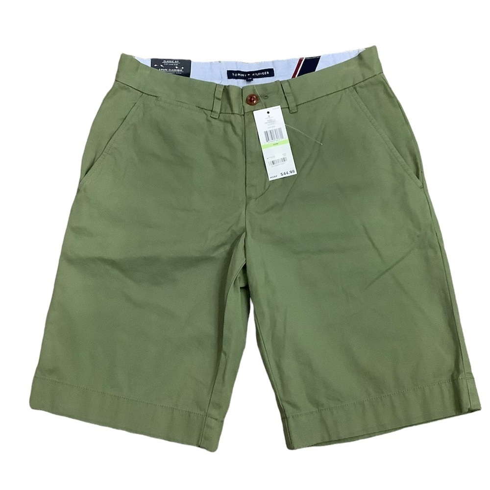Men's Tommy Hilfiger 30 Small Khakis Chino Shorts Olive Green Stretch Twill NWT - Picture 3 of 10